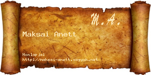 Maksai Anett névjegykártya